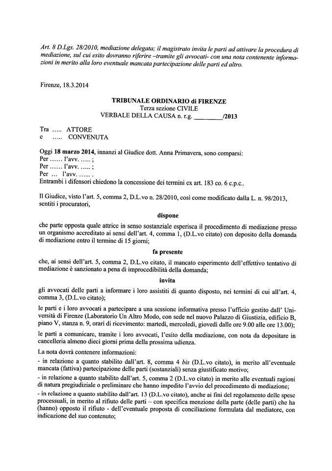 Ordinanza Firenze 18 marzo 2014